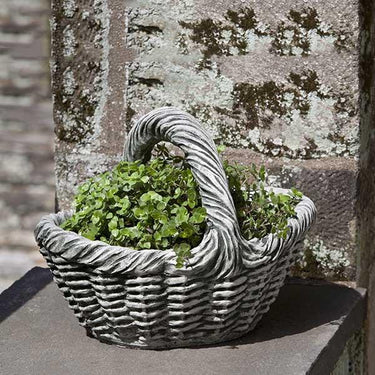 Campania International Cast Stone Small Basket w/handle Urn/Planter Campania International